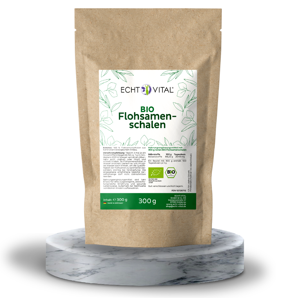 Bio Flohsamenschalen gemahlen - ECHT VITAL Premium Qualität